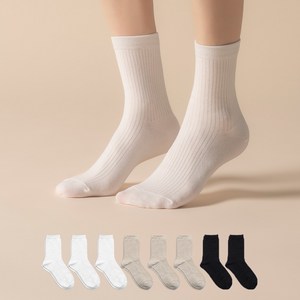 삭피엔스 여성용 발목이 가늘어 보이는 골지 중목 양말 혼합 8켤레 세트