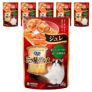 유니참긴노스푼 고양이 미쓰보시 구루메 쥬레 습식 파우치, 혼합맛(참치/가다랑..., 35g, 6개