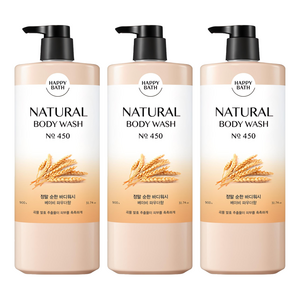 해피바스 내추럴 정말 순한 바디워시, 900g, 3개