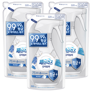 페브리즈 섬유 탈취제 깨끗한 향 리필, 320ml, 3개
