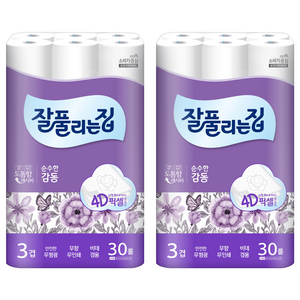 잘풀리는집 감동 3겹 롤화장지, 25m, 30롤, 2개