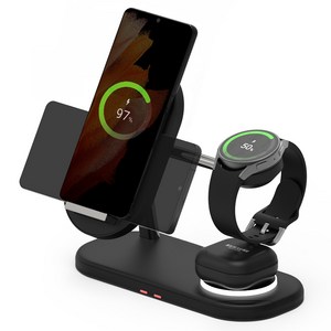 바우아토 맥브리즈 3in1 듀얼 코일 고속 무선충전기 거치대 갤럭시 호환 미드나잇블랙 1개