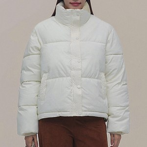 엘쏘 여성용 레더 크롭 패딩 PU 점퍼