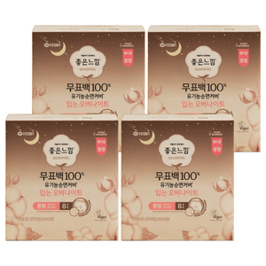 좋은느낌 무표백 유기농 입는 오버나이트, 중형, 8개입, 4개