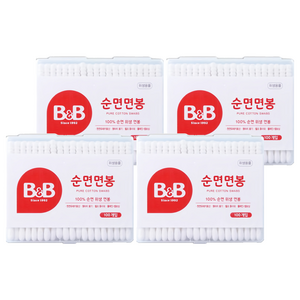 비앤비 유아 면봉, 100개입, 4개