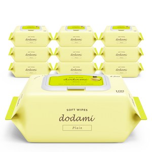 도담이 소프트 플레인 유아 물티슈 캡형, 100매, 10개