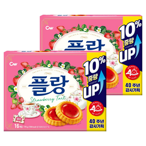 청우식품 플랑 딸기 타르트 쿠키, 176g, 2개