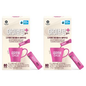 아이브루 플러스 디카페인 헤이즐넛향 블랙커피 원두커피믹스, 1g, 80개입, 2개