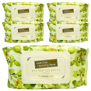 더페이스샵 허브데이 클렌징 티슈, 70매입, 5개