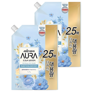 아우라 초고농축 섬유유연제 홀리데이판타지 리필, 1.7L, 2개