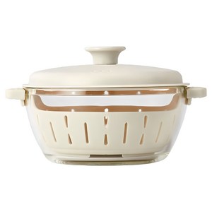 모던하우스 전자레인지용 다용도 유리찜기와 실리콘 받침 1.5L, 투명 + 웜그레이, 1개