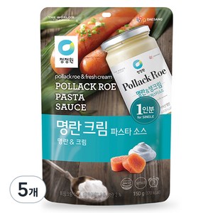 청정원 싱글 파우치 명란 크림 파스타 소스, 150g, 5개