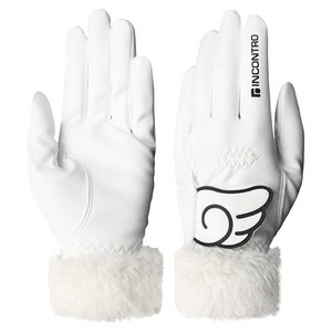인콘트로 여성용 엔젤 컬러 겨울용 골프장갑 양손용 퍼타입, 21호, 소프트화이트, 1개