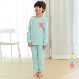 롤리트리 아동용 30수 후라이스 솔리드 포켓 9부 실내복 상하의 세트