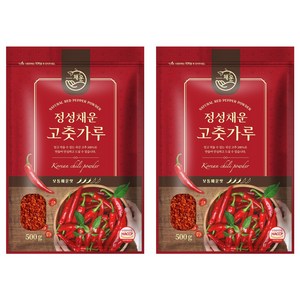 채운 정성채운 국산 고춧가루 보통굵기 보통매운맛, 500g, 2개