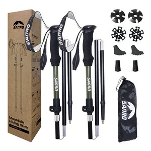 산로 노르딕워킹 두랄루민 7075 접이식 등산스틱 2p 세트, 카키, M(100~115c..., 1세트