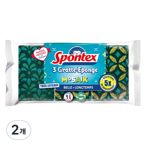 스폰텍스 MOSAIK 모자이크 패턴 스크럽 스펀지, 3개입, 2개