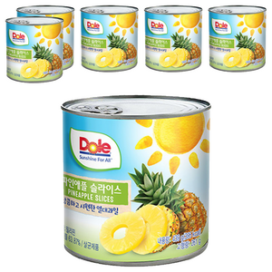 돌 파인애플 슬라이스 통조림, 439g, 6개