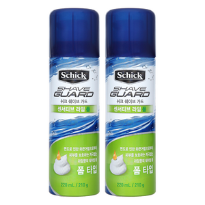 쉬크 쉐이브가드 센서티브 라임 쉐이빙 폼, 220ml, 2개