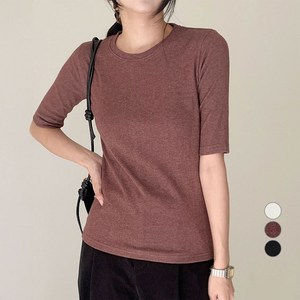 아피나르 여성용 슬림핏 하프슬리브 웜업 기모 티셔츠