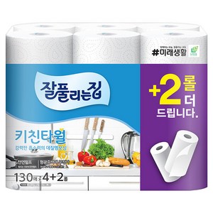 잘풀리는집 천연펄프 키친타올, 6롤, 1개