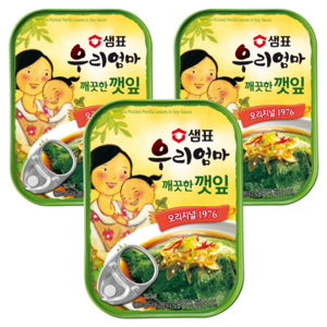 우리엄마 깨끗한깻잎 기타반찬통조림, 70g, 3개