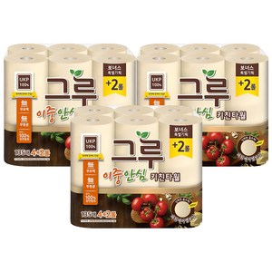 그루 이중안심 천연펄프 키친타올, 135매, 18개