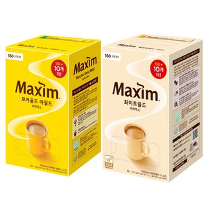 맥심 화이트골드 11.7g x 160p + 모카골드 마일드 12g x 160p 커피믹스 세트