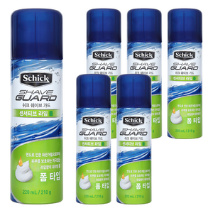 쉬크 쉐이브가드 센서티브 라임 쉐이빙 폼, 220ml, 6개