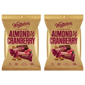 휘태커스 미니 슬랩 아몬드 앤 크랜베리 초콜릿, 180g, 2개