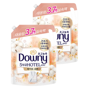 다우니 초고농축 호텔 컬렉션 섬유유연제 화이트 코튼 리필, 2.6L, 2개