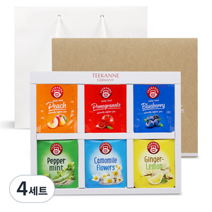 티칸네 허브&과일티 컬렉션 6종 선물세트 48p + 쇼핑백, 진저레몬 + 써니 스위트 사과앤 복숭아티 + 써니 스위트 사과앤 석류티 + 써니 스위트 사과앤 블루베리티 + 페퍼민트 + 캐모마일 플라워즈, 4세트