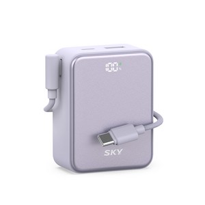SKY 필 큐브 10000mAh PD QC 22.5W 고속충전 LCD잔량표시 대용량 미니 보조배터리 케이블 C타입
