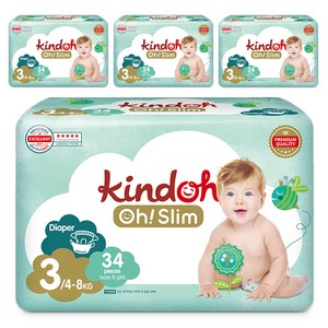 킨도 프리미엄 오슬림 밴드형 기저귀, 3단계, 136매