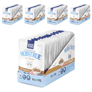 동원뉴트리플랜 고양이 모이스트루 습식 간식, 혼합맛(참치/닭고기..., 80g, 60개