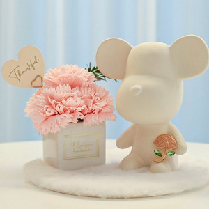 이플린 비누꽃 큐티 카네이션 화분 + 브로치 세트, 핑크, 1개