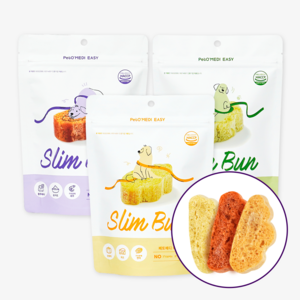 브리지테일 강아지 이지 슬림 번 간식 3종 세트, 혼합맛(단호박치즈/..., 210g, 1세트