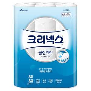 크리넥스 클린케어 천연펄프 3겹 롤화장지