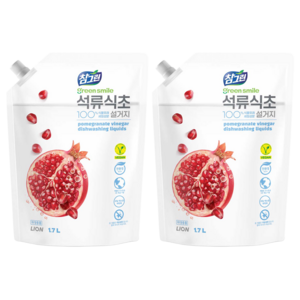 참그린 석류식초 설거지 주방세제 리필, 1.7L, 2개