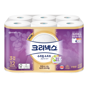 크리넥스 수프림 소프트 고급롤화장지, 27m, 12개입, 1개