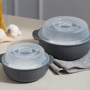 코멧 전자레인지 찜기 세트 그레이 550ml+1200ml