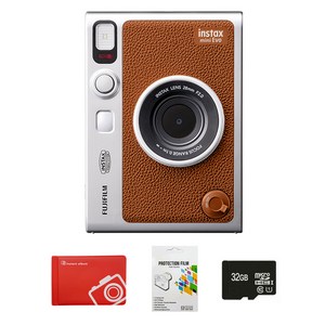 인스탁스 미니 에보 즉석카메라 브라운 + 오리진 미니 앨범 랜덤발송 + 메모리카드 32GB + 보호필름 세트