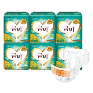 금비 남녀공용 와이드 매직벨트 성인기저귀, 10개입, 6개