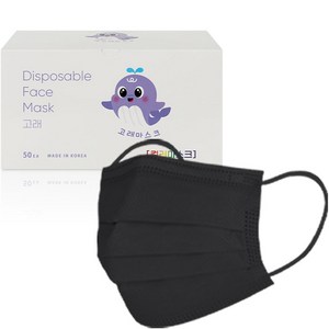 고래마스크 일회용 덴탈마스크 대형, 50매, 블랙, 1개