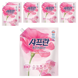 샤프란 섬유유연제 핑크 센세이션 리필, 2.1L, 6개
