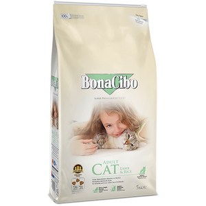 보나시보 어덜트 고양이 건식 사료, 램 + 라이스, 5kg, 1개