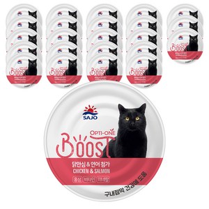 사조옵티원 고양이 부스트 간식캔, 혼합맛(닭안심/연어..., 160g, 24개