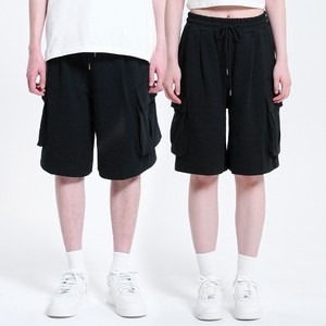 포슈어 남녀공용 원턱 와이드 버뮤다 카고 숏 팬츠 반바지