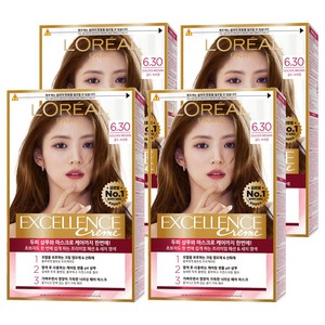 로레알파리 엑셀랑스 크림 빗캡으로 간편한 새치염색 염모제, 6.30호 골드 브..., 4개