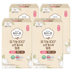 좋은느낌 유기농 탐폰, 12개입, 4개